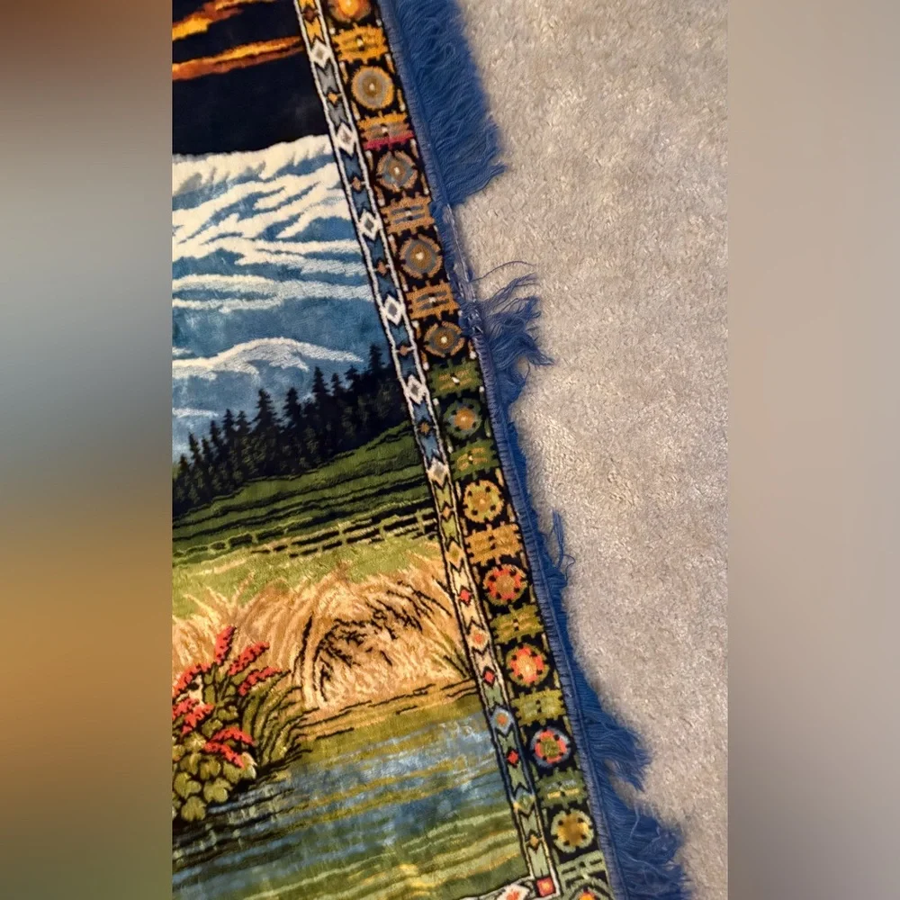 Vintage Wall Elk Woods Mountain Hanging Tapestry Rug Fringe